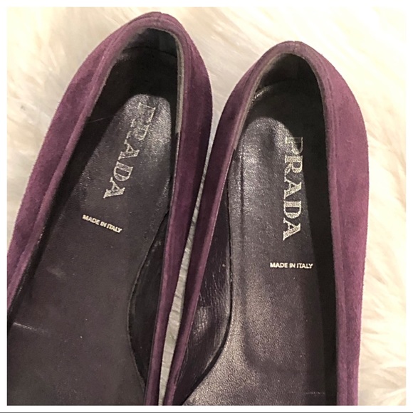 PRADA PLUM POINTED TOE SLIGHT HEEL FLATS - Picture 4 of 7